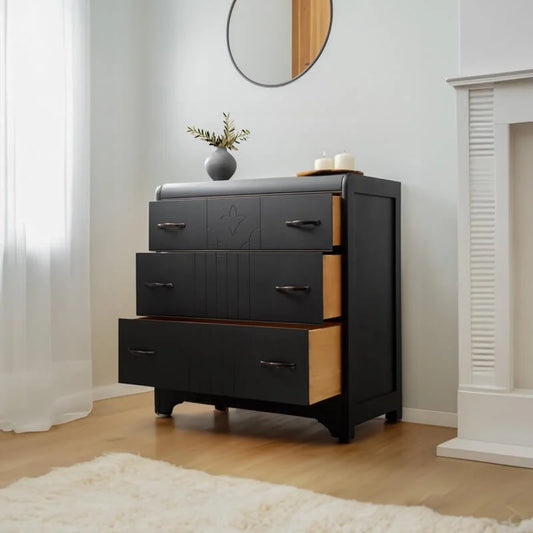 Vintage Black Small Dresser